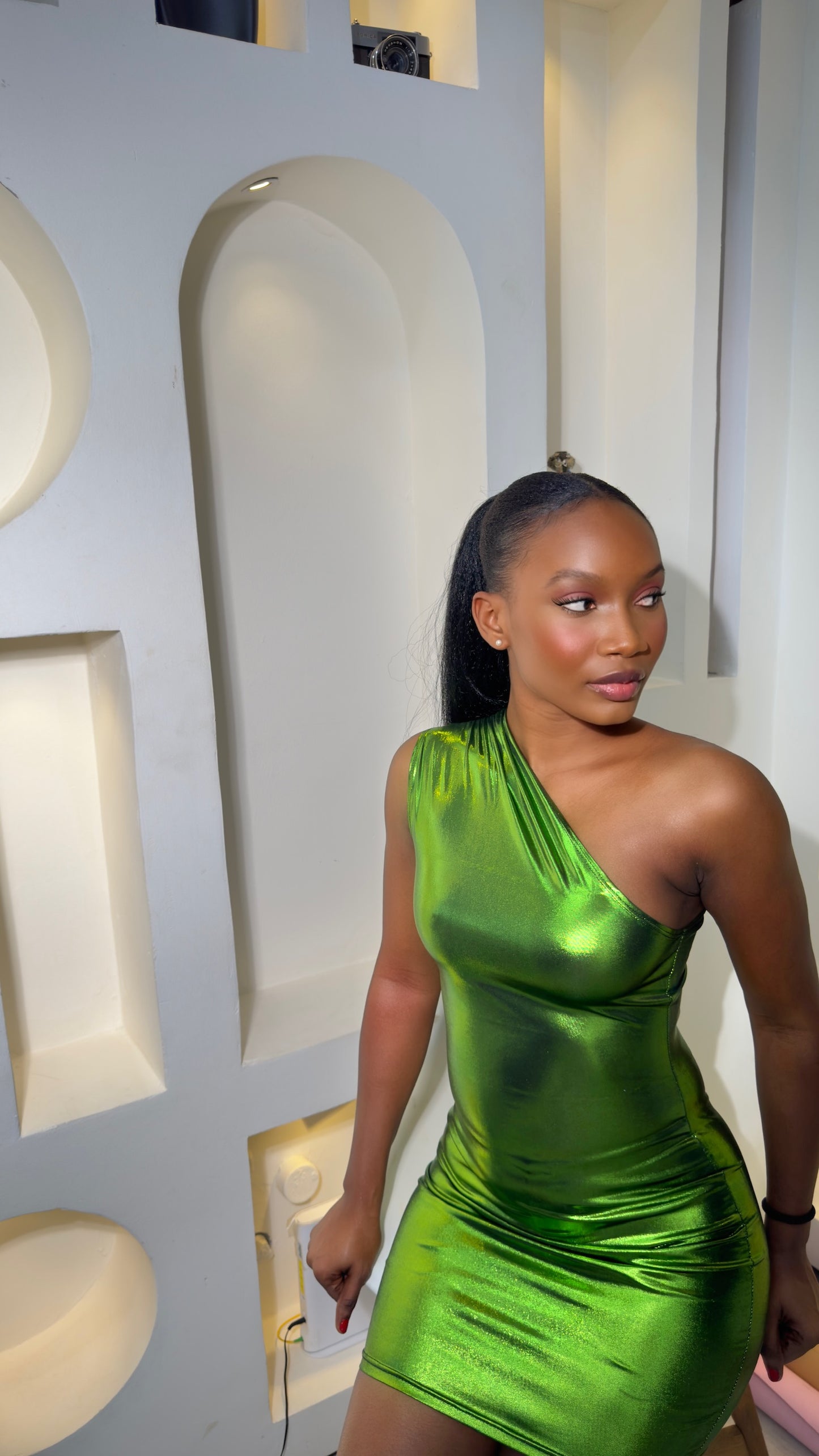 Emerald One-Shoulder Bodycon Dress