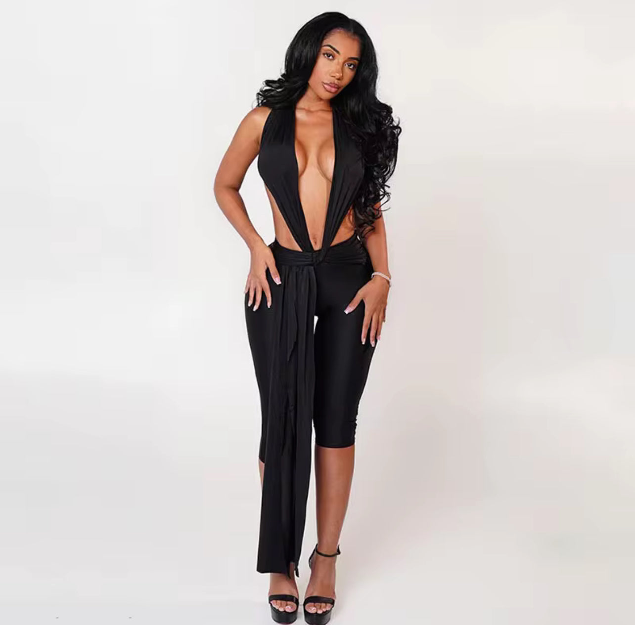 Deep V Wrap Jumpsuit